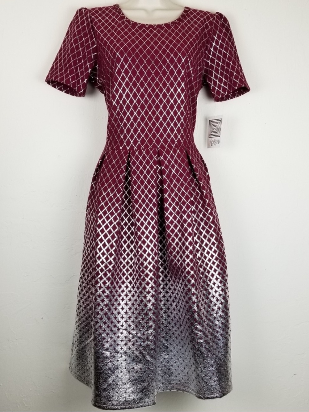 NWT LuLaRoe Elegant Amelia Dress Silver Ombré Metallic S